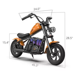 Motocykl Elektryczny dla Dzieci Hyper GOGO Cruiser 12 Plus, Opony 12 x 3 Cali, 160W, 5,2Ah, Głośnik Bluetooth - Pomarańczowy - Motocykle - miniaturka - grafika 3