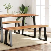 Ławki do przedpokoju - Ławka z naturalną krawędzią, 140 cm, lite drewno akacjowe Lumarko! - miniaturka - grafika 1