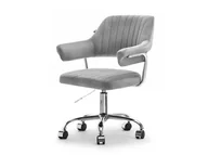 Fotele i krzesła biurowe - Stylowy Fotel Biurowy Z Obrotowym Siedziskiem Z Weluru Merlin Szary - miniaturka - grafika 1