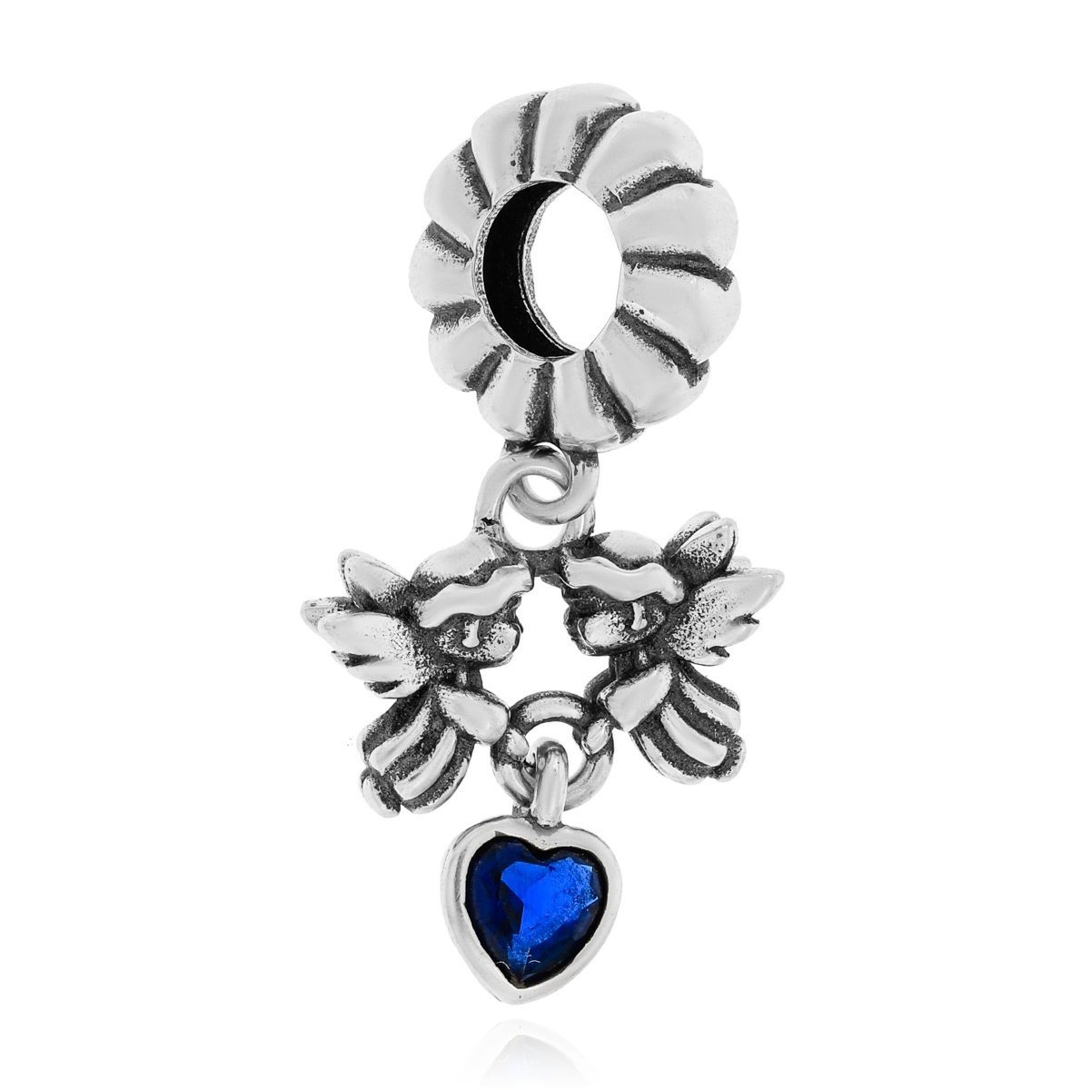 Srebrna zawieszka/charms do bransoletki aniołki z sercem pr. 925