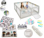 Łóżeczka i kojce - Kojec Dla Dzieci + Mata Piankowa Kulki Organizer - miniaturka - grafika 1