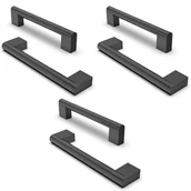 Zawiasy, okucia i inne akcesoria - Nowoczesne europejskie uchwyty do szuflad – rozstaw otworów 128 mm – idealne do szafek i mebli kuchennych – czarne – opakowanie 6 szt. - miniaturka - grafika 1