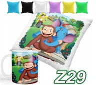 Gadżety dla niej i dla niego - ZESTAW KUBEK + POSZEWKA Z NADRUKIEM CIEKAWSKI GEORGE MAŁPKA + IMIĘ - miniaturka - grafika 1