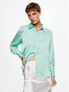 Koszule damskie - Mango Koszula Ideale 37054031 Zielony Regular Fit - grafika 1