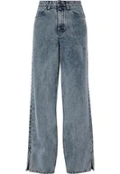 Spodnie damskie - Urban Classics Damskie spodnie damskie Wide Leg Slit Denim Tinted lightblue Washed 28, Tinted Lightblue Washed, 28 - miniaturka - grafika 1