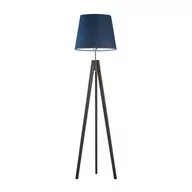 Lampy stojące - Lampa Stojąca, Podłogowa Typu Drewniany Tripod Aruba Velur, Granatowy - miniaturka - grafika 1