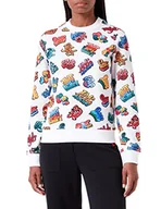 Bluzy damskie - Love Moschino Damska bluza z długim rękawem z okrągłym dekoltem i nadrukiem graffiti, graffiti bianco, 46 - miniaturka - grafika 1
