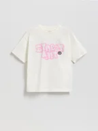 Koszulki dla chłopców - Reserved - T-shirt z nadrukiem - złamana biel - miniaturka - grafika 1