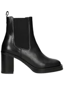 Botki damskie - Wojas Skórzane botki w kolorze czarnym - miniaturka - grafika 1