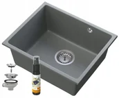 Zlewozmywaki - Granitan Manado Szary Podblatowy Zlew Chrom Podwieszany 50 - miniaturka - grafika 1