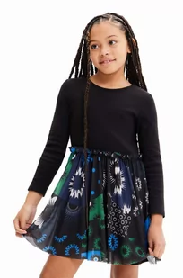 Desigual sukienka dziecięca kolor czarny mini rozkloszowana - Sukienki i spódniczki dla dziewczynek - miniaturka - grafika 1