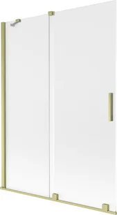 Mexen Velar parawan nawannowy 2-skrzydłowy rozsuwany 130 x 150 cm, szron, złoty szczotkowany - 896-130-000-31-55 - Parawany nawannowe - miniaturka - grafika 1