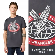 Koszulki męskie - Wrangler AMERICANA TEE Faded CZARNY T-SHIRT BAWEŁNIANA KOSZULKA NADRUK L - miniaturka - grafika 1