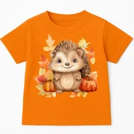 Koszulki dla dziewczynek - Pomarańczowa koszulka z Jeżem na Dzień Jeża - wzór jeż18 - miniaturka - grafika 1