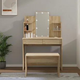 Zestaw z toaletką i oświetleniem LED, dąb sonoma - Toaletki - miniaturka - grafika 1
