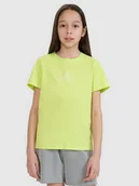 Koszulki dla dziewczynek - 4F T-shirt regular z nadrukiem dziewczęcy - zielony 122 (6-7 lat) - miniaturka - grafika 1