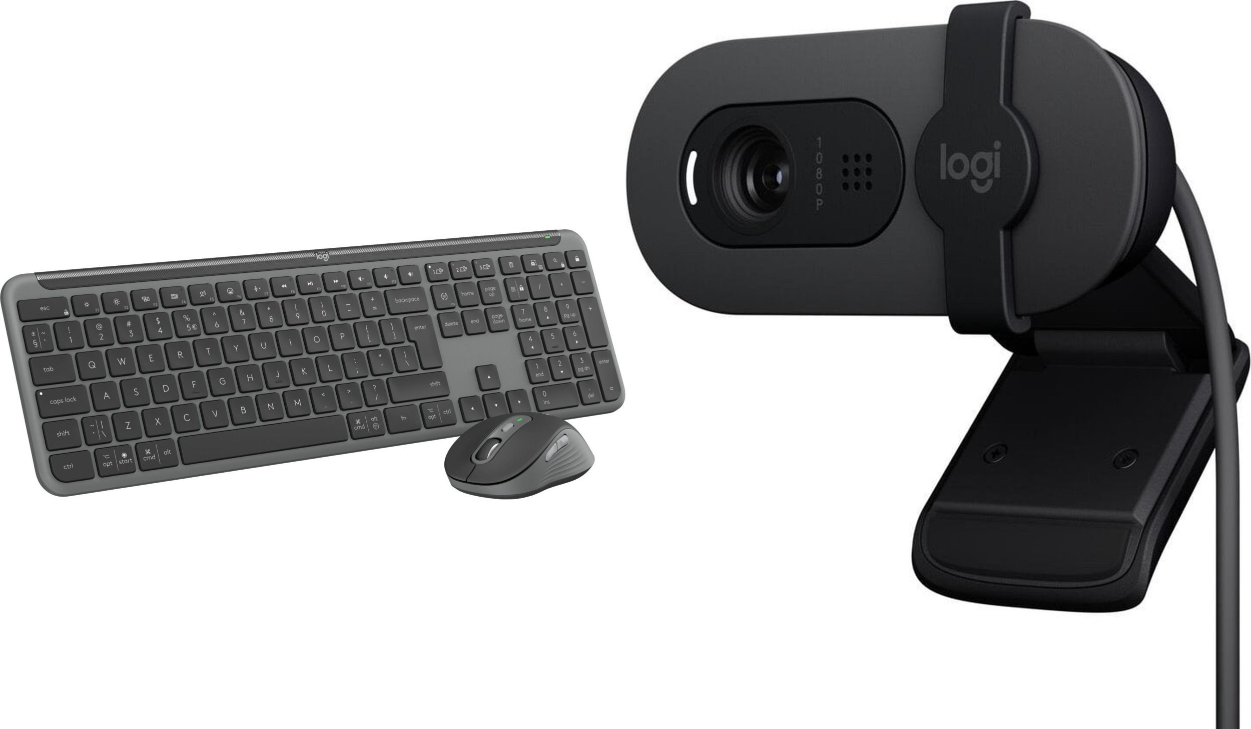 Klawiatura + mysz Logitech Signature Slim MK950 grafitowa 920-012490 + Brio 100 960-001585