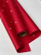 Folia, papier śniadaniowy, serwetki - Papier florystyczna satynowa do pakowania SERDUSZKA 50cmX9m Bordo+biały - miniaturka - grafika 1