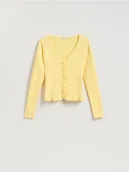 Swetry damskie - Reserved - Kardigan z wiskozą - jasnożółty - miniaturka - grafika 1