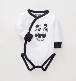 Białe body kopertowe PANDA z bawełny organicznej dla chłopca-62 - Pajacyki dla niemowląt - miniaturka - grafika 1