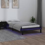 Łóżka - Lumarko Rama łóżka z LED, czarna, 90x190 cm, pojedyncza, lite drewno - miniaturka - grafika 1