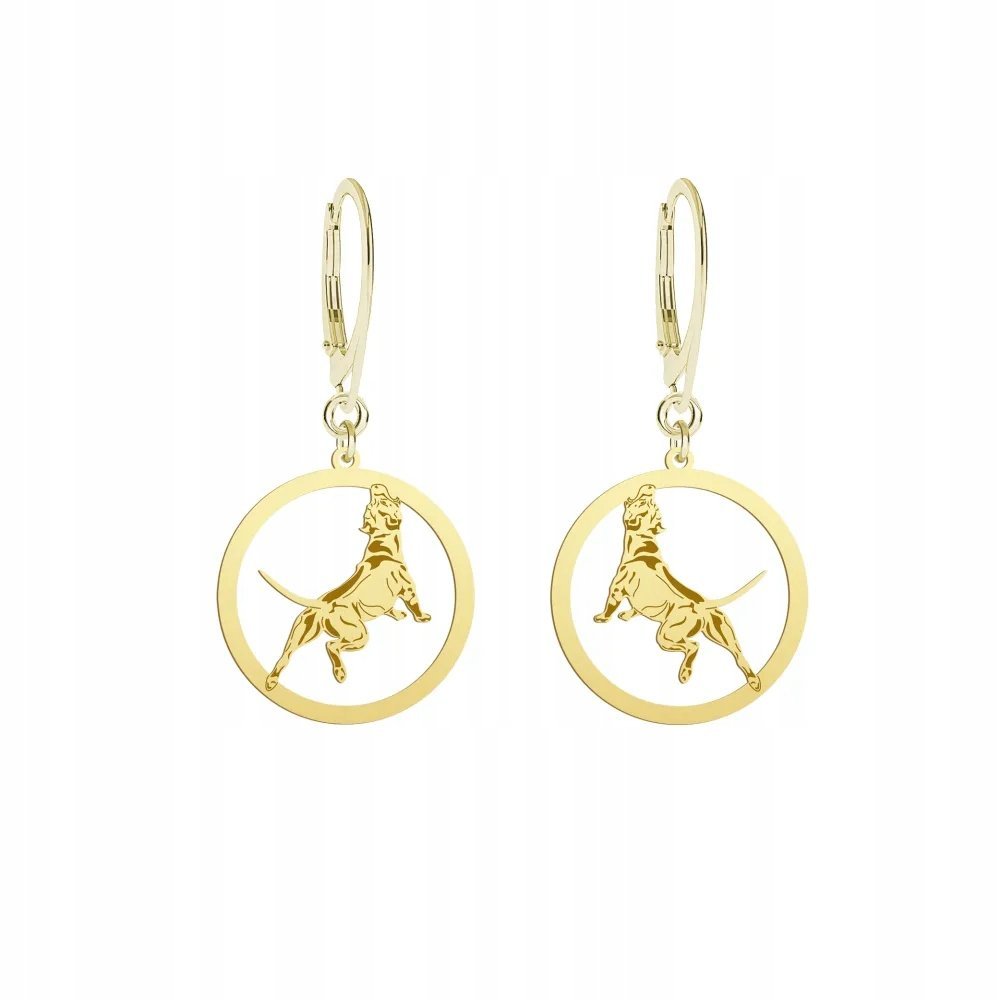Kolczyki Złote z psem Pitbull 925 Prezent Kobieta Biżuteria GRAWER GRATIS