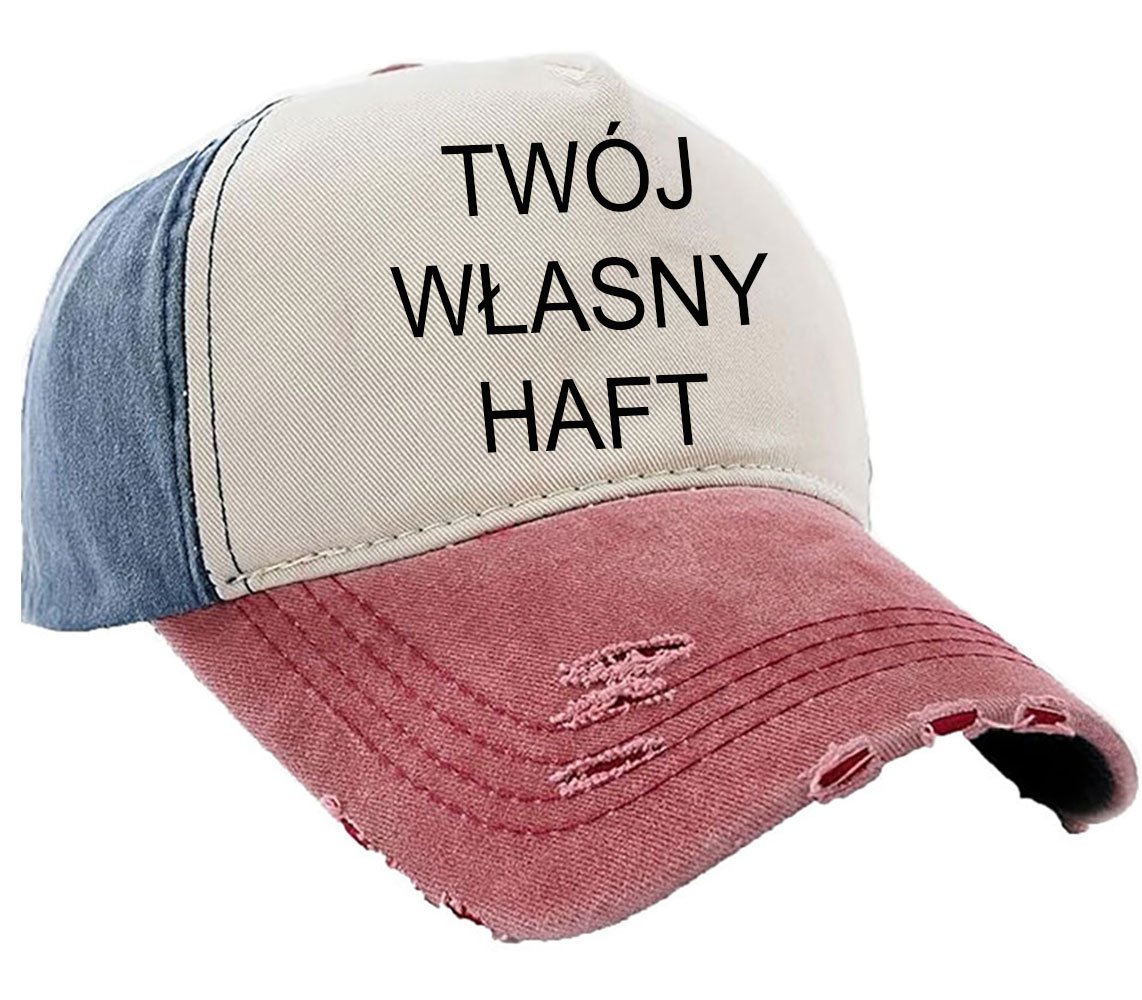 CZAPKA BEJSBOLÓWKA VINTAGE RETRO JEANS TWÓJ HAFT LOGO NAPISEM NADRUKIEM