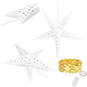 Oświetlenie świąteczne - Gwiazda papierowa świąteczna biała 3D 25 cm i lampki choinkowe 10 led ciepły biały - miniaturka - grafika 1