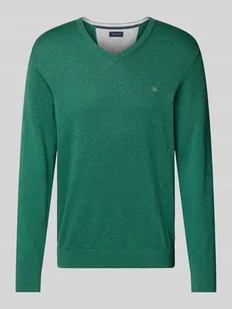 Sweter z dzianiny z wyhaftowanym logo - Swetry męskie - miniaturka - grafika 1