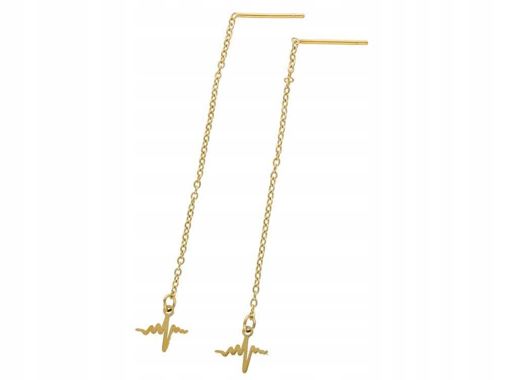 Kolczyki Pozłacane Wiszące Damskie Linia Życia Stal Chirurgiczna