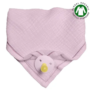 Hi Little One - Bandana, Śliniak Z Zawieszką Na Smoczek Z Organicznej Bio Bawełny Gots Bandana Bibs 3In1Baby Pink Dark - Śliniaki i fartuszki - miniaturka - grafika 1
