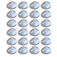 Lampy ogrodowe - Solarne lampy ścienne LED do ogrodu, 24 szt., okrągłe, srebrne - miniaturka - grafika 1