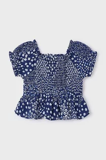 Bluzki dla dziewczynek - Mayoral bluzka bawełniana dziecięca kolor granatowy wzorzysta - grafika 1