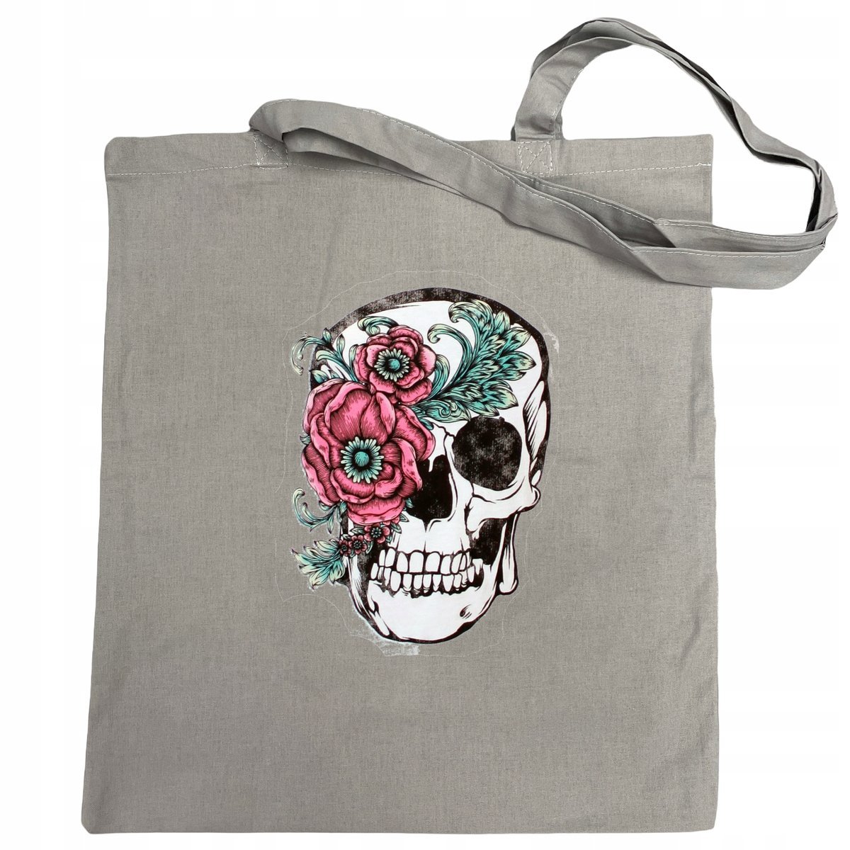 Torba na zakupy nadruk Czaszka z Kwiatami