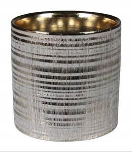 Osłonka Na Doniczkę Ceramiczna Szaro-Złota 13,5 Cm - Donice - miniaturka - grafika 1