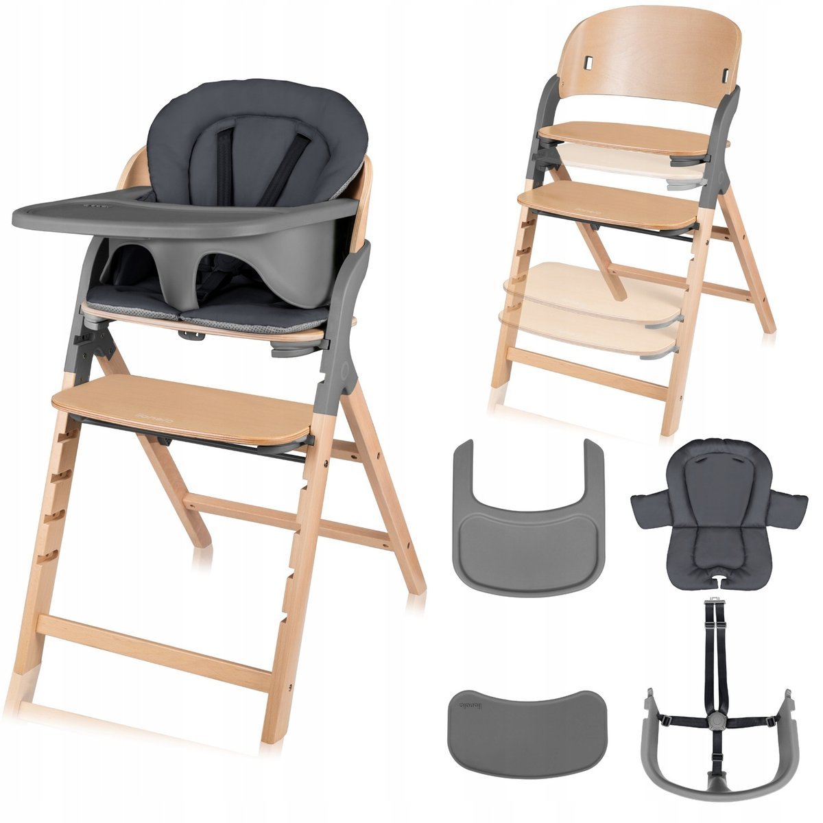 Krzesełko do karmienia drewniane 3w1 DZIECI DOROŚLI do 110kg Lionelo Megan