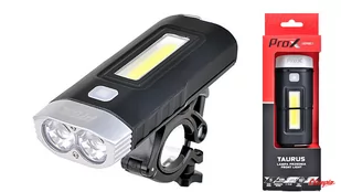 Lampka przednia Prox Taurus 2xt6 + cob led czarna 500 lm 4400 mah - Lampki rowerowe - miniaturka - grafika 1
