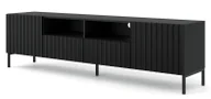 Szafki RTV - Lamelowa szafka na telewizor czarny mat + czarne nóżki R7-B66 - miniaturka - grafika 1