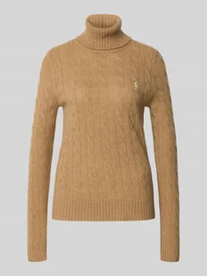 Sweter z dzianiny z golfem - Swetry damskie - miniaturka - grafika 1