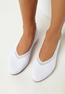 Białe Plecione Balerinki z Ażurowymi Wycięciami Jene - Baleriny - miniaturka - grafika 1