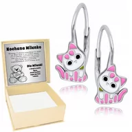 Biżuteria dla dzieci - Srebrne Kolczyki 925 Kolorowe Kotki dla Dzieci - miniaturka - grafika 1