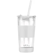 Kubki termiczne - kubek termiczny szklany ze słomką 600ml FUORI biały - miniaturka - grafika 1