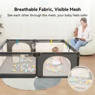 Łóżeczka i kojce - Składany Kojec COMOMY dla dzieci niemowląt materiałowy miękki 200x180x66cm - miniaturka - grafika 1