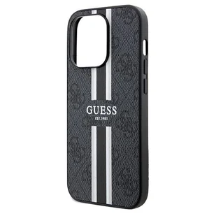 Etui Guess GUHMP15XP4RPSK Apple iPhone 15 Pro Max hardcase 4G Printed Stripes MagSafe czarny/black - Etui i futerały do telefonów - miniaturka - grafika 7