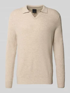 Sweter z dzianiny z kołnierzykiem polo - Swetry męskie - miniaturka - grafika 1