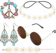 Stroje karnawałowe - PRZEBRANIE STRÓJ HIPISA AKCESORIA LATA 60 70 KOSTIUM RETRO VINTAGE COSPLAY - miniaturka - grafika 1