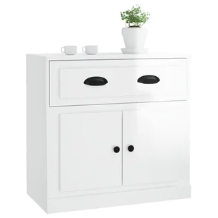 Szafka, biała z połyskiem, 70x35,5x67,5 cm Lumarko! - Szafki do salonu - miniaturka - grafika 5