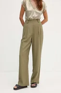 Spodnie damskie - Morgan spodnie PVADIA damskie kolor zielony proste high waist PVADIA - miniaturka - grafika 1