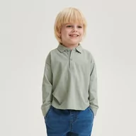 Koszulki dla chłopców - Reserved - Bawełniany longsleeve polo - Zielony - miniaturka - grafika 1