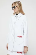 Kurtki damskie - Love Moschino kurtka damska kolor biały przejściowa - miniaturka - grafika 1